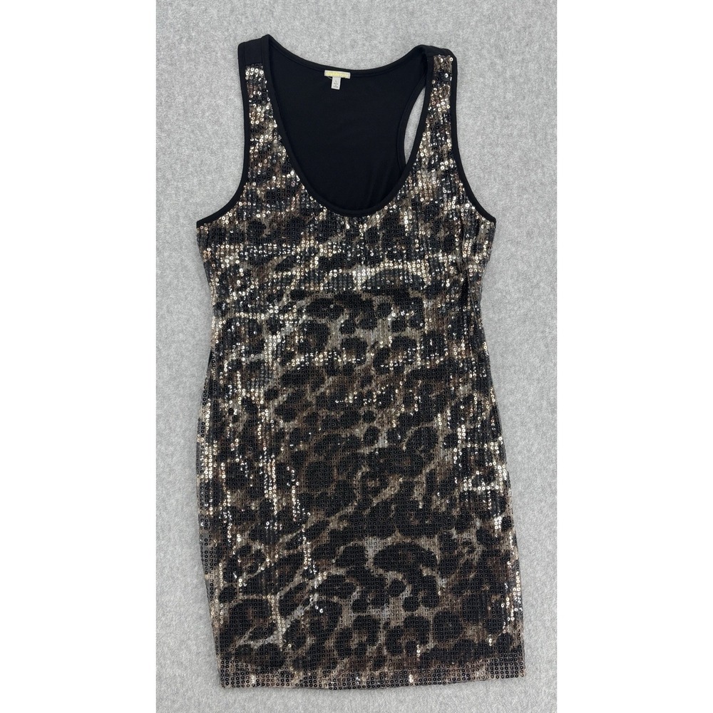 Charlotte Russe Sequin Leopard Print Racerback Bodycon Dress Women's L